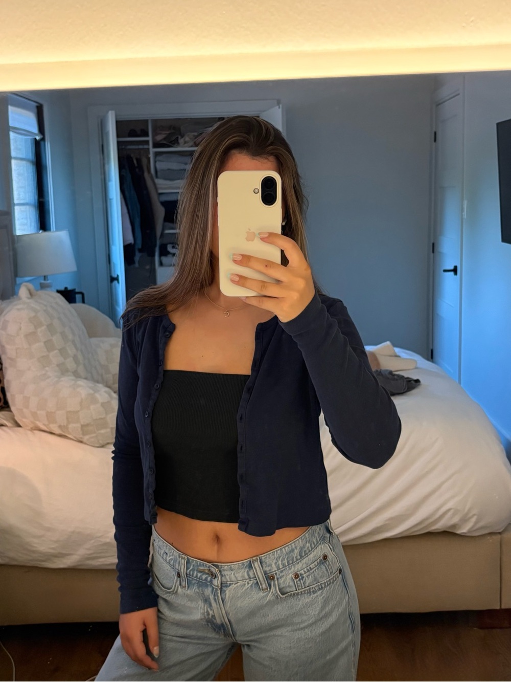 Subdued navy cardigan